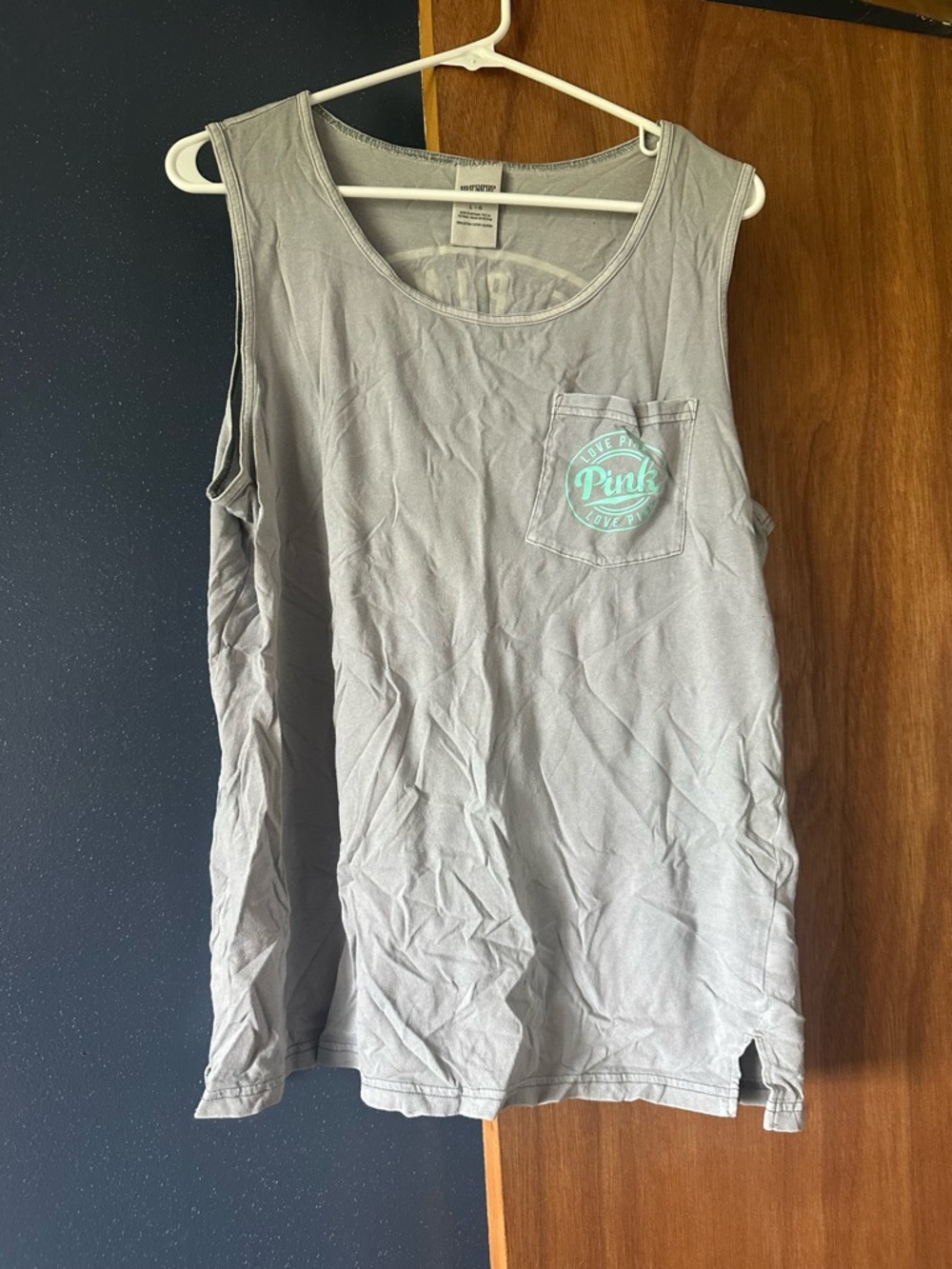 PINK Victoria's Secret Light Gray Tank with Subtle Logo